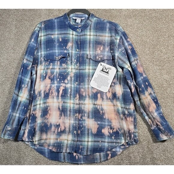 OOAK Upcycled Flannel Shirt Humor Don't Be Salty Graphic Boyfriend Fit Large - Picture 3 of 13